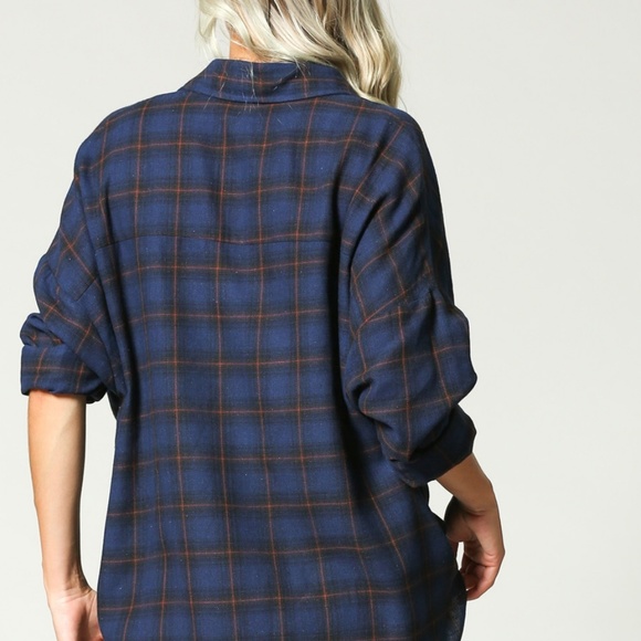 Tartan plaid flannel oversized button down shirt - Picture 6 of 6
